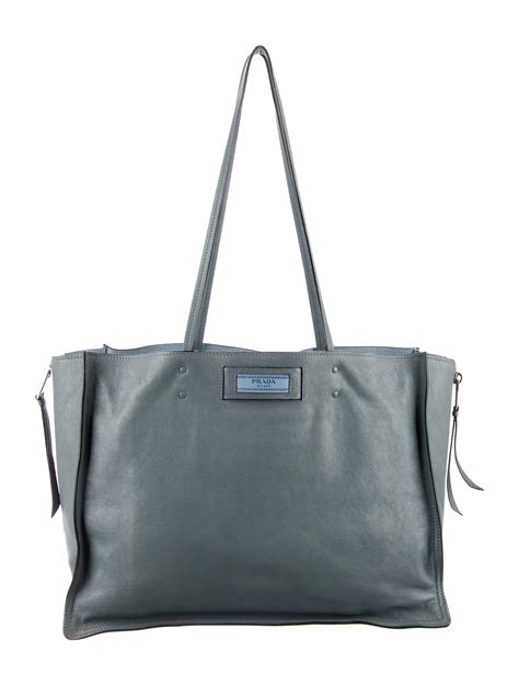 Prada Glace Calf Etiquette Shoulder Tote Bag 